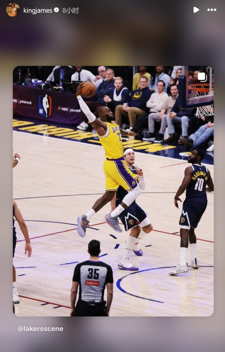 彩宝网新域名n-珍妮不满詹姆斯相关文章发表几小时后 后者还在INS晒扣篮海报